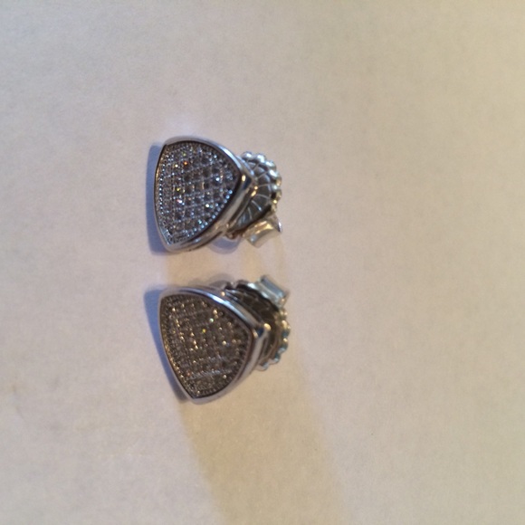 Triangular Sterling Pendant and Earrings with - Picture 5 of 7